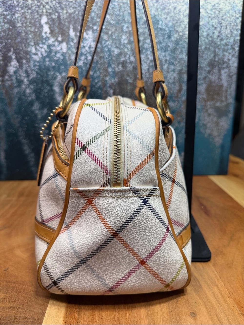 Coach Old Money 2012 Peyton Tattersall Plaid Satchel (EUC) - Picture 7 of 15
